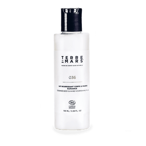 Lait Nourrissant Corps & Mains Elégance - Constitué d’ingrédients biologiques et d’actifs naturels, le lait pour le corps Imminence est adapté pour une utilisation quotidienne. Sa texture délicate, lisse et souple le rend particulièrement agréable à manip