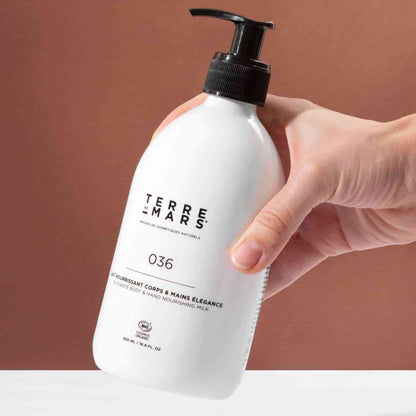 Nourishing Body & Hand Milk Elégance - Made with organic ingredients and natural actives, Imminence body milk is ideal for daily use. Its delicate, smooth, supple texture makes it especially pleasant to use.