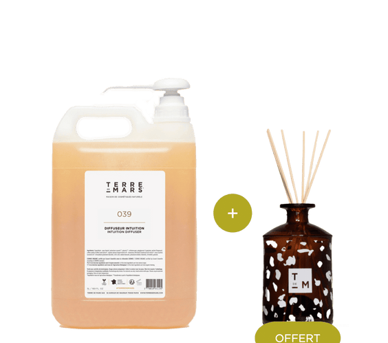039 Intuition Diffuseur de Parfum d'Intérieur - Conçu pour les grands espaces, ce diffuseur 200ml accompagné de ses six tiges de rotin crée une ambiance parfumée unique dans votre intérieur durant 3 à 4 mois.Ce parfum étant créé avec des matières première